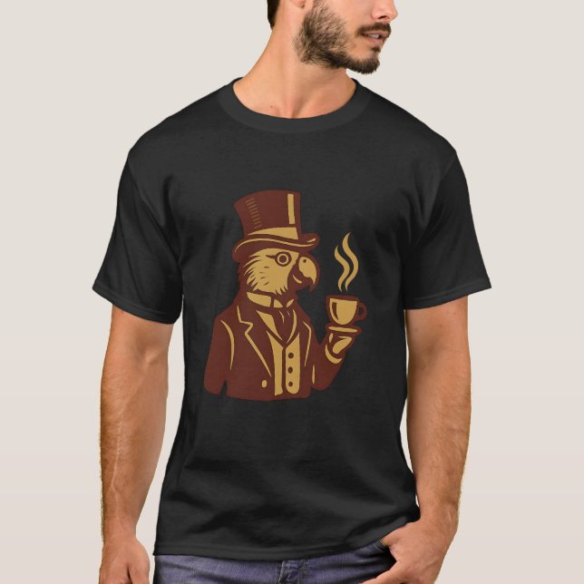 Camiseta Victorian Parrot Tea Time Illustration (Frente)
