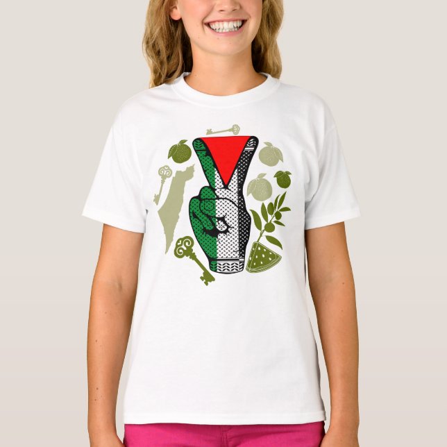 Camiseta Victory Sign Hand Resistance Red Triangle Symbol (Frente)