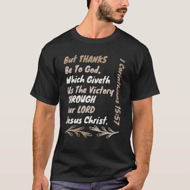 Camiseta Victory Through Jesus Christ  Kjv Bible Verse Chri (Frente)