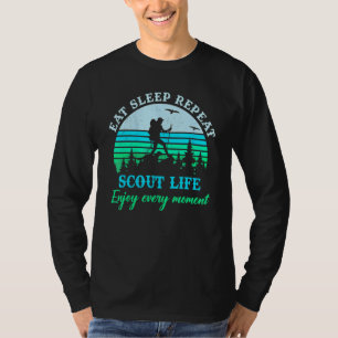 Camiseta Vida Acampamento Comer Dormir Escoteiro Repetir Es