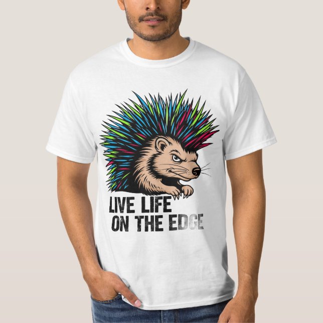 Camiseta Vida ao Vivo na Borda: Punk Rock Porcupine Graphic (Frente)