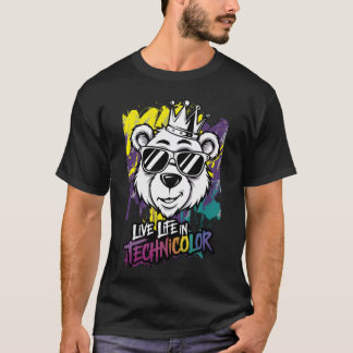 Camiseta "Vida ao Vivo na Technicolor - Grafite do Urso Fun