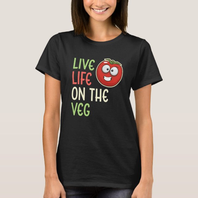 Camiseta Vida Ao Vivo No Veg Vegetable Tomato Vegan Lifest (Frente)