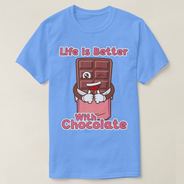 Camiseta Vida com Bar de Chocolate Engraçado (Frente do Design)