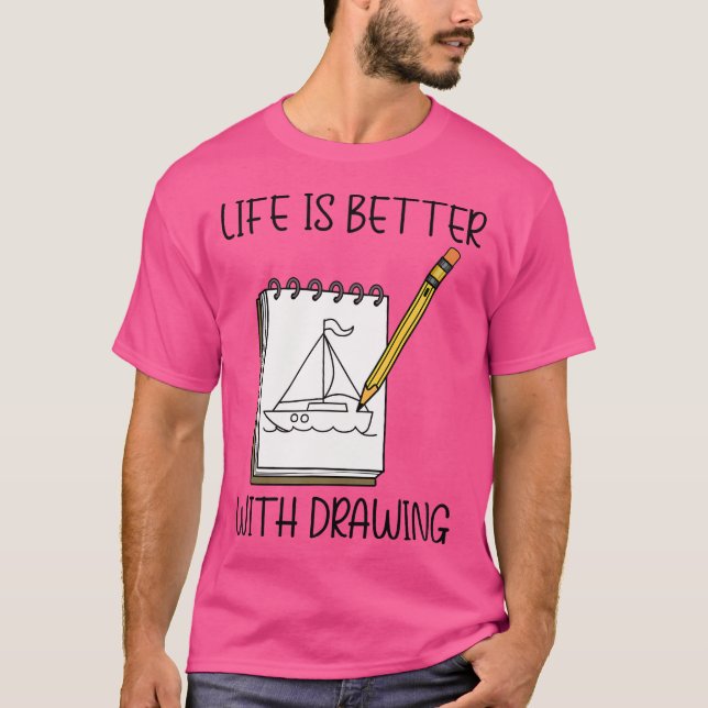 Camiseta Vida Com Ilustrador de Desenho Pintura (Frente)