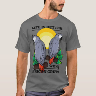 Camiseta Vida com papagaios exóticos e Cinzas animais afric
