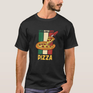 Camiseta Vida Com Pizza Irônica Dizendo Pizza De Comida Ita
