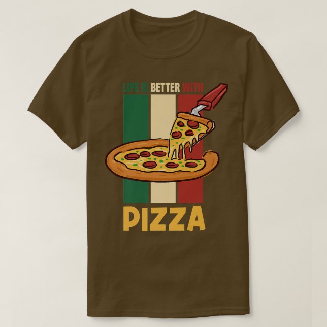 Camiseta Vida Com Pizza Irônica Dizendo Pizza De Comida Ita (Frente do Design)