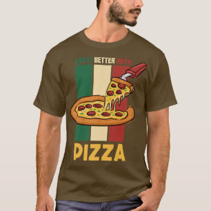 Camiseta Vida Com Pizza Irônica Dizendo Pizza De Comida Ita