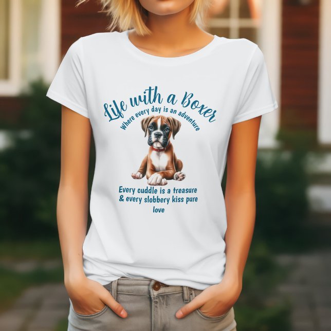 Camiseta Vida Com um Cão Boxer (Criador carregado)