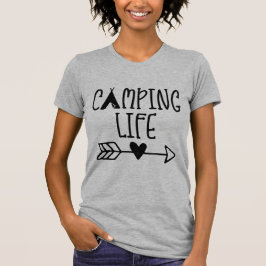Camiseta Vida de Acampamento em Tenda Seta Coração Amor