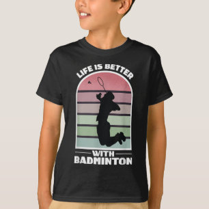 Camiseta Vida de Badminton Divertido Retro Jogo de Peteca 
