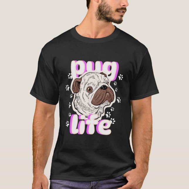 Camiseta Vida de Cachorro Pug  (Frente)