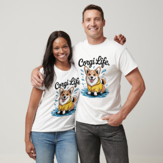 Camiseta Vida de Corgi – Cachorro Fofo com Capote Vintage