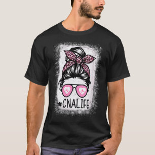 Camiseta Vida de Enfermeira Cna Descolorida Rosa Leopardo C