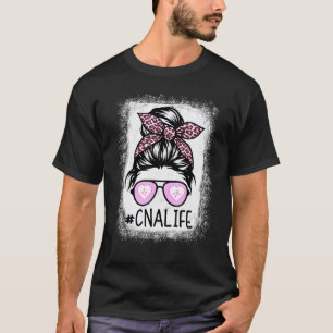 Camiseta Vida de Enfermeira Cna Rosa Desbotado Leopardo Coq