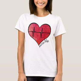 Camiseta Vida de Enfermeira - Coração Aquarela