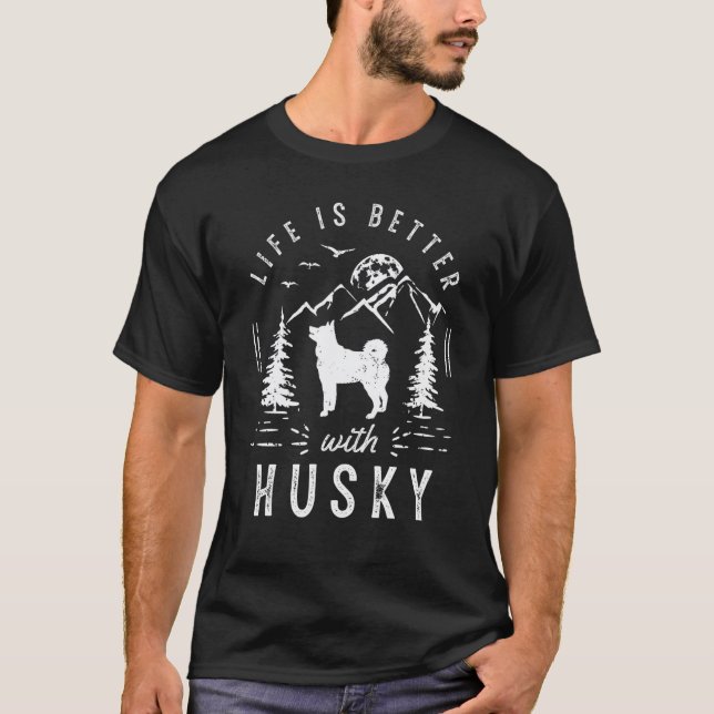 Camiseta Vida de Husky é Melhor Mãe Pai Cachorro (Frente)