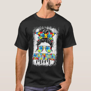 Camiseta Vida de Mãe Autista Coque Desarrumado Óculos de So