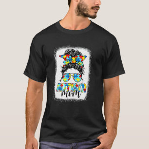 Camiseta Vida de Mãe Autista Coque Desarrumado Óculos de So