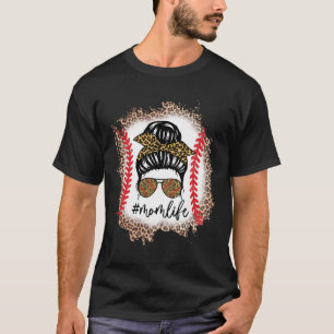 Camiseta Vida de Mãe Bysebyll Mãe Coque Desarrumado Leopard