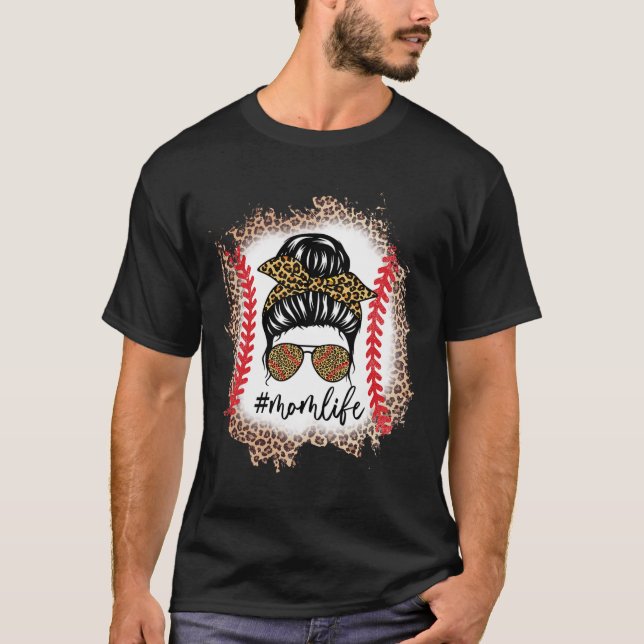 Camiseta Vida de Mãe Bysebyll Mãe Coque Desarrumado Leopard (Frente)