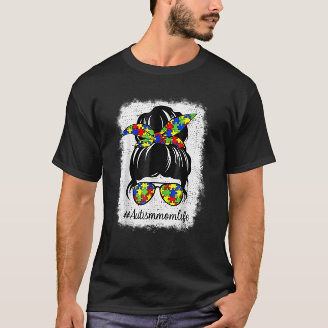 Camiseta Vida de Mãe com Coque Desgrenhado de Conscientizaç (Frente)