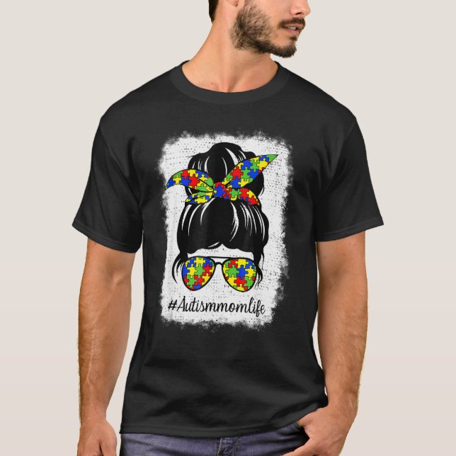 Camiseta Vida de Mãe com Coque Desgrenhado e Consciência do (Frente)