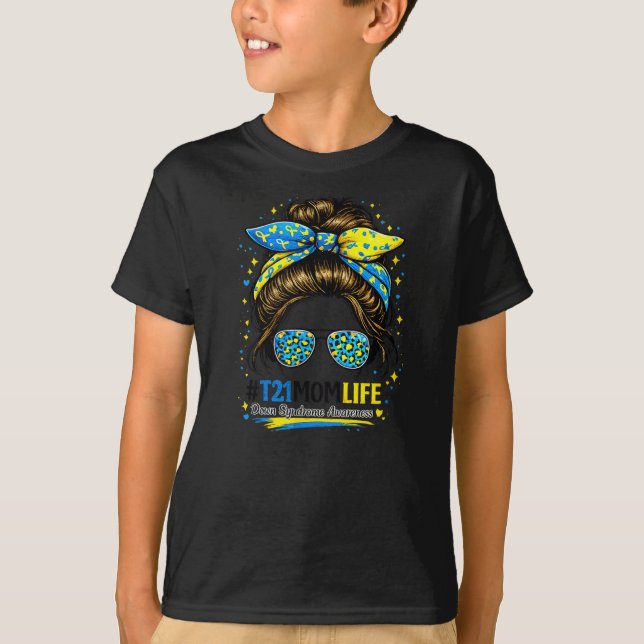 Camiseta vida de mãe com síndrome de down coque desarrumado (Frente)