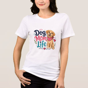 Camiseta Vida de Mãe de Cachorro Golden Retriever Bandana R