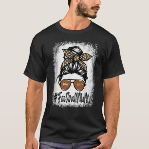 Camiseta Vida de Mãe de Futebol Descolorida Com Leopardo e