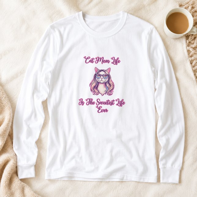 Camiseta Vida de Mãe de Gato É a Vida Mais Doce de Todas (Criador carregado)