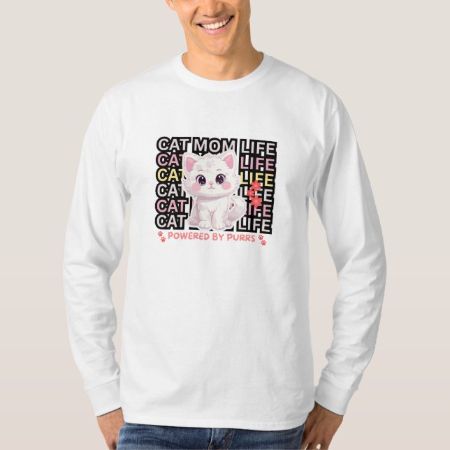 Camiseta Vida de Mãe de Gato engraçada (Frente)
