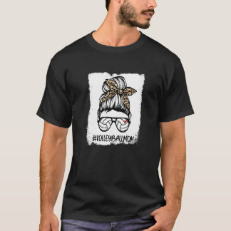 Camiseta Vida de Mãe de Volei Descolorida Leopardo Coque De