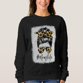 Camiseta Vida de Mãe Elegante Com Óculos de Padrão de Leopa