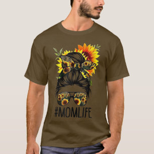 Camiseta Vida de Mãe Girassol Floral Fita, Família Correspo