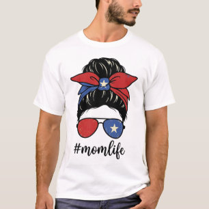 Camiseta Vida de Mãe Porto-Riquenha Desenho de Óculos de So