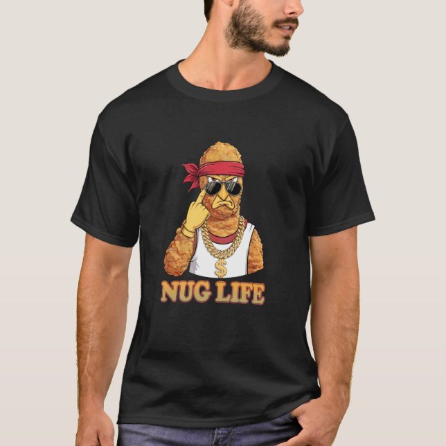 Camiseta Vida de Nugget - Amante de Nugget de Frango Engraç (Frente)
