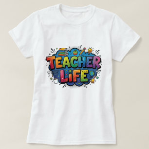 Camiseta Vida de Professor Estilo de Arte em Quadrinhos Pop