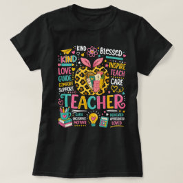 Camiseta Vida de Professor Leopardo Maçã Volta às Aulas