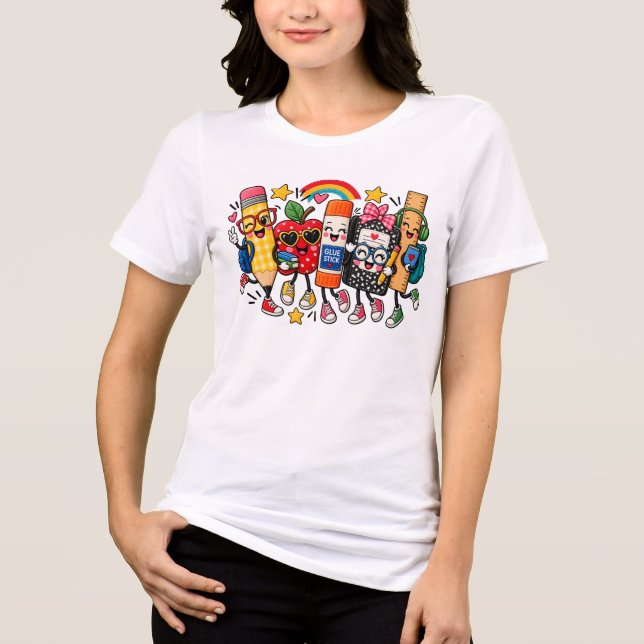 Camiseta Vida de Professor Remendo de Patchwork, Material E (Frente)
