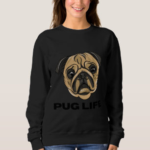 Camiseta Vida de Pug - Rosto de Pug Fofo Desenho Animado