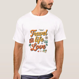 Camiseta Vida de Viagem Amor Design Retro de Viagem