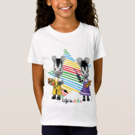 Camiseta Vida de ZOU na pintura adorável das zebras da cor