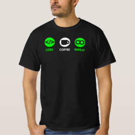 Camiseta Vida do programador de repetição de café de código