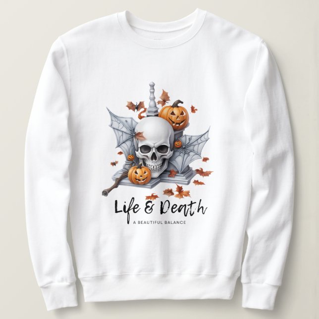Camiseta Vida e Morte de Halloween (Frente do Design)