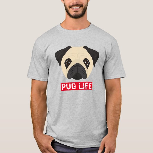 Camiseta Vida Engraçada de Pug (Frente)