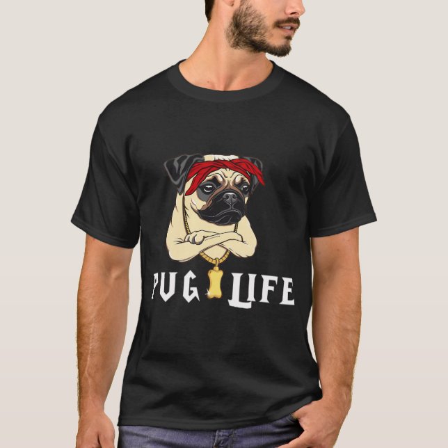Camiseta Vida engraçada de Pug fofo  (Frente)