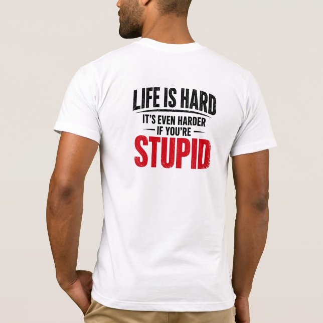 Camiseta Vida Engraçada é Difícil, Camisa de Humor (Verso)