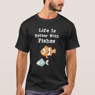 Camiseta Vida Engraçada É Melhor Com Peixes Fauna Peixe Pal